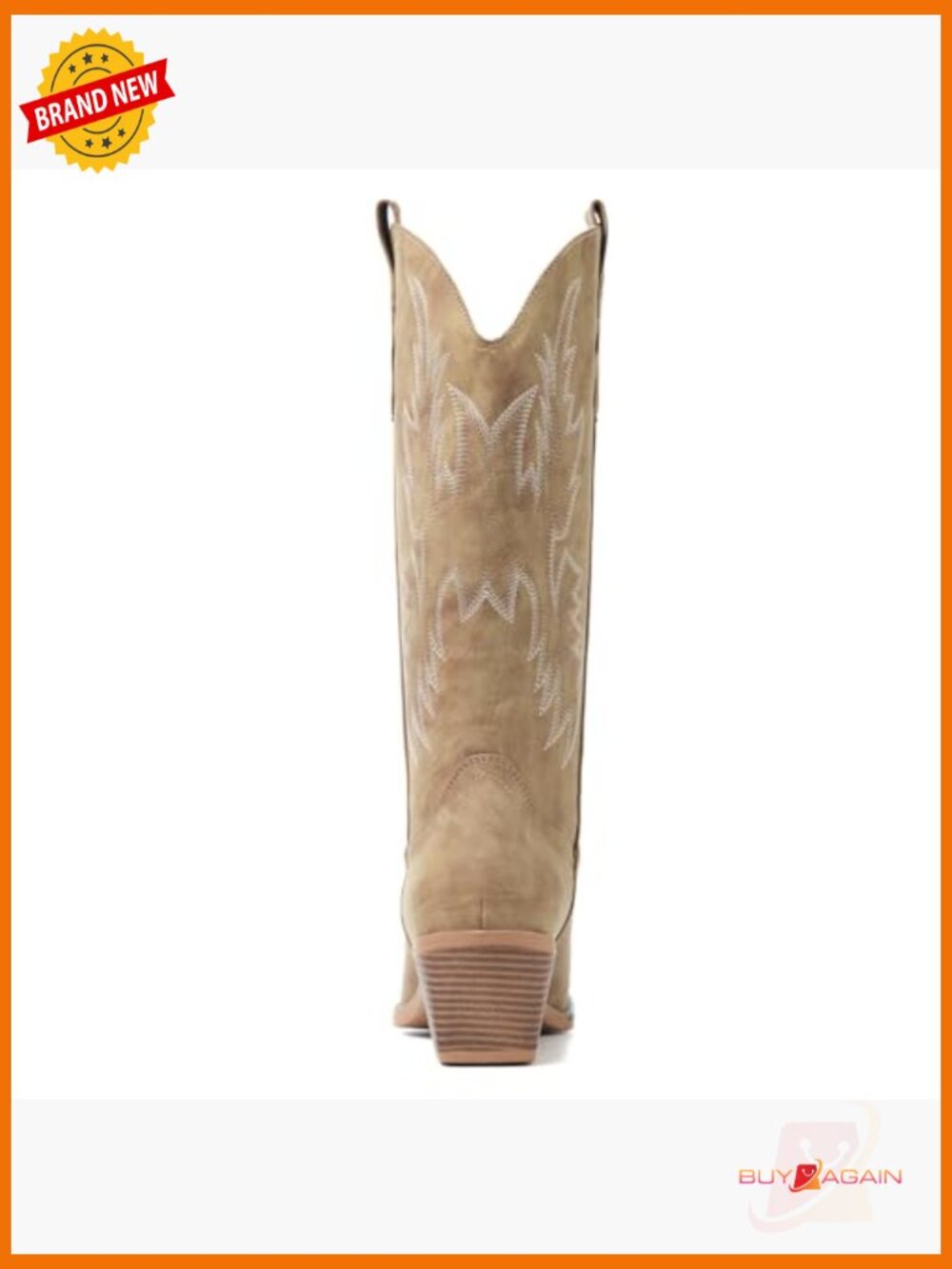 Women's Mid Calf Snip Toe Cowboy Boots Embroidered Chunky Heel - Picture 5 of 7